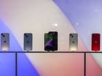 A display of Apple's iPhone 14 smartphones.