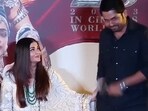 Aishwarya Rai and Karthi at PS 2 event. 