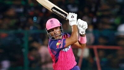 While there was a downturn in run rate after Jaiswal fell but Dhruv Jurel and Devdutt Padikkal's big finish ensured that RR reached a score of 202/5. (Rajasthan Royals Twitter) While there was a downturn in run rate after Jaiswal fell but Dhruv Jurel and Devdutt Padikkal's big finish ensured that RR reached a score of 202/5. (Rajasthan Royals Twitter)