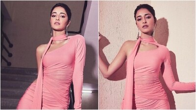 Ananya Panday nails the viral Barbiecore trend in a figure-hugging mini dress. (Instagram) Ananya Panday nails the viral Barbiecore trend in a figure-hugging mini dress. (Instagram)