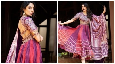 Sobhita Dhulipala has been travelling for a while now with the team of her upcoming film Ponniyin Selvan: II as part of their Chola tour. She recently visited Mumbai to promote PS2 wearing a gorgeous multi-coloured anarkali set by Tarun Tahiliani. (Instagram/@sobhitad) Sobhita Dhulipala has been travelling for a while now with the team of her upcoming film Ponniyin Selvan: II as part of their Chola tour. She recently visited Mumbai to promote PS2 wearing a gorgeous multi-coloured anarkali set by Tarun Tahiliani. (Instagram/@sobhitad)