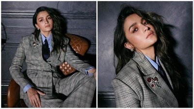 Alia Bhatt recently stepped out to attend an award show in her best boss lady avatar. For the glam night, the actor donned a grey checkered tailored pantsuit. (Instagram/@aliaabhatt) Alia Bhatt recently stepped out to attend an award show in her best boss lady avatar. For the glam night, the actor donned a grey checkered tailored pantsuit. (Instagram/@aliaabhatt)