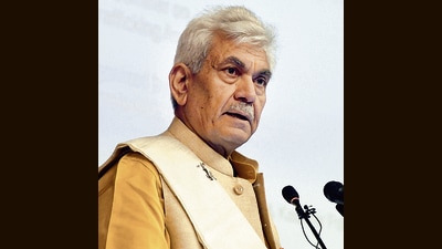Jammu and Kashmir Lieutenant Governor Manoj Sinha in Srinagar on Thursday. (ANI)