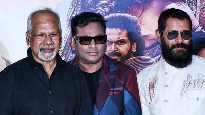 Director Mani Ratnam with music composer and singer AR Rahman and actor Vikram at a press meet. (ANI) Director Mani Ratnam with music composer and singer AR Rahman and actor Vikram at a press meet. (ANI)