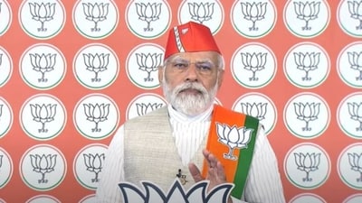 PM Modi on Thursday interacted with the booth workers in Karnataka.