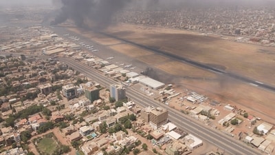 Smoke rises over the city as army and paramilitaries clash in power struggle, in Khartoum, Sudan, (REUTERS)