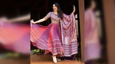 Sobhita Dhulipala twirled and smiled, flaunting her gorgeous ensemble featuring intricate work and vibrant colours. (Instagram/@sobhitad) Sobhita Dhulipala twirled and smiled, flaunting her gorgeous ensemble featuring intricate work and vibrant colours. (Instagram/@sobhitad)