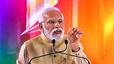 Prime Minister Narendra Modi addresses the Republic Summit 2023, in New Delhi, Wednesday, April 26, 2023. (PTI Photo) (PTI) Prime Minister Narendra Modi addresses the Republic Summit 2023, in New Delhi, Wednesday, April 26, 2023. (PTI Photo) (PTI)