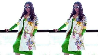 In white framed tinted shades from the house of The tinted Story and ankle-high white boots, Neha further accessorised her look for the day. (Instagram/@nehadhupia) In white framed tinted shades from the house of The tinted Story and ankle-high white boots, Neha further accessorised her look for the day. (Instagram/@nehadhupia)