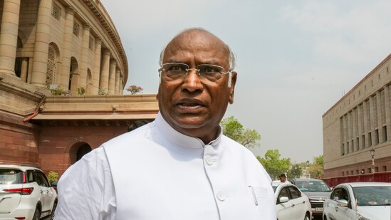 Congress MP Mallikarjun Kharge at Parliament House complex during the Budget Session, in New Delhi, Monday. Congress MP Mallikarjun Kharge at Parliament House complex during the Budget Session, in New Delhi, Monday.