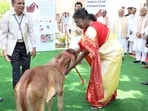 President Droupadi Murmu with India's first cloned Gir cow