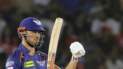 A belligerent Lucknow Super Giants, led by half centuries from Kyle Mayers and Marcus Stoinis, smashed 257/5 in 20 overs, which is the second highest score in the history of the tournament. It was also just six runs off the highest ever score that was set by Royal Challengers Bangalore a decade ago. (Lucknow Super Giants Twitter) A belligerent Lucknow Super Giants, led by half centuries from Kyle Mayers and Marcus Stoinis, smashed 257/5 in 20 overs, which is the second highest score in the history of the tournament. It was also just six runs off the highest ever score that was set by Royal Challengers Bangalore a decade ago. (Lucknow Super Giants Twitter)