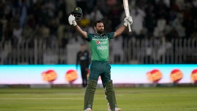 Pakistan's Fakhar Zaman celebrates after his century during the first one-day international cricket match between Pakistan and New Zealand, in Rawalpindi, Pakistan, Thursday, April 27, 2023. (AP/PTI)(AP04_27_2023_000381B) (AP) Pakistan's Fakhar Zaman celebrates after his century during the first one-day international cricket match between Pakistan and New Zealand, in Rawalpindi, Pakistan, Thursday, April 27, 2023. (AP/PTI)(AP04_27_2023_000381B) (AP)