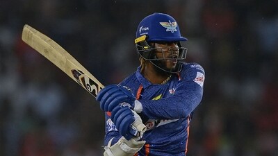 While RCB's giant total at the time against Pune Warriors was powered by Chris Gayle's record 175, LSG were powered by a series of belligerent hitters. Chief of these were Kyle Mayers, who scored 54 off 24 balls, and Marcus Stoinis who made 72 off 40. (AFP) While RCB's giant total at the time against Pune Warriors was powered by Chris Gayle's record 175, LSG were powered by a series of belligerent hitters. Chief of these were Kyle Mayers, who scored 54 off 24 balls, and Marcus Stoinis who made 72 off 40. (AFP)
