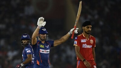 Lucknow Super Giants' Marcus Stoinis (C) gestures during the Indian Premier League (IPL) Twenty20 cricket match between Punjab Kings and Lucknow Super Giants at the Punjab Cricket Association Stadium in Mohali on April 28, 2023. (Photo by Arun SANKAR / AFP) (AFP) Lucknow Super Giants' Marcus Stoinis (C) gestures during the Indian Premier League (IPL) Twenty20 cricket match between Punjab Kings and Lucknow Super Giants at the Punjab Cricket Association Stadium in Mohali on April 28, 2023. (Photo by Arun SANKAR / AFP) (AFP)