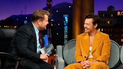 Harry Styles with James Corden at The Late Night Show. Harry Styles with James Corden at The Late Night Show.