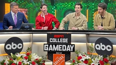 Jonas brothers at 2023 NFL Draft at Kansas city. (Image credit: ESPN Twitter) Jonas brothers at 2023 NFL Draft at Kansas city. (Image credit: ESPN Twitter)