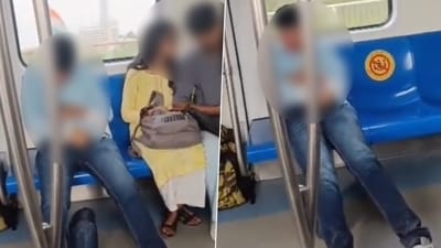 The disturbing video has gone viral on social media showing a young man, watching a mobile phone, appearing to be masturbating on the Delhi Metro. The disturbing video has gone viral on social media showing a young man, watching a mobile phone, appearing to be masturbating on the Delhi Metro.