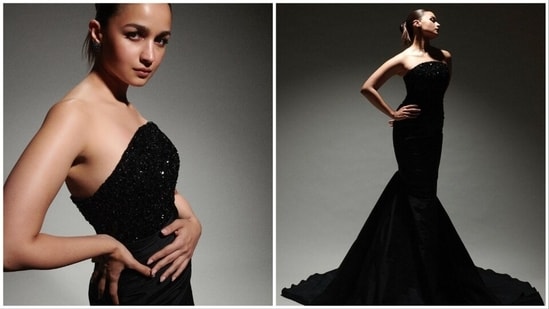 Alia Bhatt kept it chic in a black strapless gown from the collection of international designer Tony Ward's clothing line.&nbsp;(Instagram/@aliaabhatt)