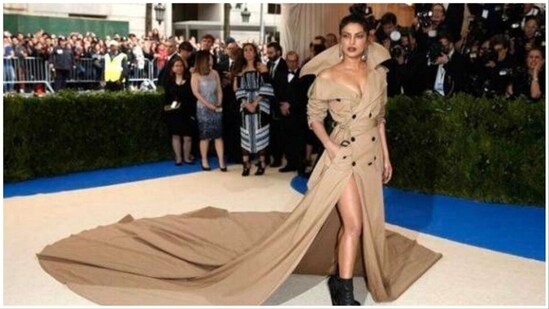 Priyanka Chopra too attended the event thrice. For her first appearance, she wore a thigh-high slit Ralph Lauren gown.&nbsp;&nbsp;(File Photo)