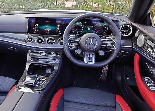 The cabin is similar to the E-class, with the same twin-screen dashboard and four air vents, but it feels a bit more plush. The cabin is similar to the E-class, with the same twin-screen dashboard and four air vents, but it feels a bit more plush.