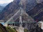 Anji Khad bridge, India's first cable-stayed railway bridge, in Reasi district. Anji Khad bridge, India's first cable-stayed railway bridge, in Reasi district.