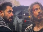 Salman Khan and Shah Rukh Khan in a still from Pathaan. Salman Khan and Shah Rukh Khan in a still from Pathaan.