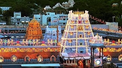 Tirupati: Tirupati is one of the most famous pilgrimage sites in India, located in the Chittoor district of Andhra Pradesh. The Sri Venkateswara Temple, dedicated to Lord Venkateswara, is the main attraction in Tirupati. The temple is known for its intricate carvings, gold-plated gopuram, and the laddu prasad, which is considered sacred. (File photo)