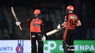 SRH won the toss and batted first and their innings was initially a one-man show with Abhishek Sharma scoring 67 off 36 balls. (AFP) SRH won the toss and batted first and their innings was initially a one-man show with Abhishek Sharma scoring 67 off 36 balls. (AFP)