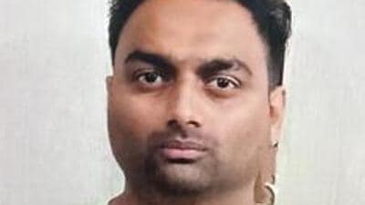 Mumbai, India - April 26, 2023: Mumbai Police arrest two accused identified as Anthony Paul (in pic), 35, who owns a bakery at Malad, from IC Colony, Borivli, and his associate Rajesh Babhote alias Ravi, 35, an assistant manager in IDBI for allegedly framing a 27-year-old actor Chrisann Pereira into becoming a drug mule by giving her the trophy before boarding the flight. (HT PHOTO) (Hindustan Times) Mumbai, India - April 26, 2023: Mumbai Police arrest two accused identified as Anthony Paul (in pic), 35, who owns a bakery at Malad, from IC Colony, Borivli, and his associate Rajesh Babhote alias Ravi, 35, an assistant manager in IDBI for allegedly framing a 27-year-old actor Chrisann Pereira into becoming a drug mule by giving her the trophy before boarding the flight. (HT PHOTO) (Hindustan Times)