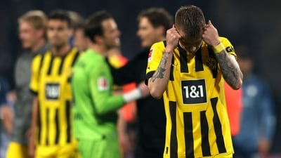 Borussia Dortmund's Marco Reus looks dejected after the match (REUTERS)