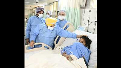 The CM said efforts are being made to further strengthen the infrastructure in the hospital which caters to the people of Malwa and bordering areas of Rajasthan. (HT Photo) The CM said efforts are being made to further strengthen the infrastructure in the hospital which caters to the people of Malwa and bordering areas of Rajasthan. (HT Photo)