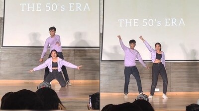 Duo dancing to Lata Mangeshkar’s Mera Dil Ye Pukare. (Instagram/@ishajoshhi) Duo dancing to Lata Mangeshkar’s Mera Dil Ye Pukare. (Instagram/@ishajoshhi)