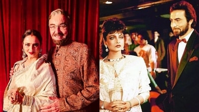 Rekha reunited with Khoon Bhari Maang co star Kabir Bedi at Filmfare 2023. Rekha reunited with Khoon Bhari Maang co star Kabir Bedi at Filmfare 2023.