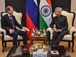External Affairs Minister S. Jaishankar during a meeting with Deputy Prime Minister and Minister of Industry & Trade of Russia Denis Manturov, in New Delhi, Tuesday, April 18, 2023. External Affairs Minister S. Jaishankar during a meeting with Deputy Prime Minister and Minister of Industry & Trade of Russia Denis Manturov, in New Delhi, Tuesday, April 18, 2023.
