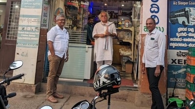 Jairam Ramesh posted a photo from Karnataka's Koppa which had a Nandini reference. Jairam Ramesh posted a photo from Karnataka's Koppa which had a Nandini reference.