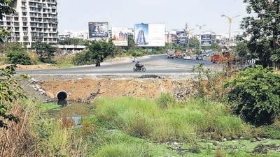 Kaushal Sharma, another Kharghar Forum member and a resident of sector 16, explains the rationale for a permanent wider bridge. “There is a very old Kopra bridge that stands on an iron pillar in the same area, which has only a single lane for motorists. Many years ago, another single-lane bridge was constructed on 21 pipelines so that the water flowing from Pandavkada waterfall during the monsoon can pass through easily. This bridge again has a capacity of only a single lane. Hence, the residents use the old bridge for entering the highway from Kharghar and the second bridge for entering Kharghar from the highway.” (Bachchan Kumar/ HT PHOTO)) Kaushal Sharma, another Kharghar Forum member and a resident of sector 16, explains the rationale for a permanent wider bridge. “There is a very old Kopra bridge that stands on an iron pillar in the same area, which has only a single lane for motorists. Many years ago, another single-lane bridge was constructed on 21 pipelines so that the water flowing from Pandavkada waterfall during the monsoon can pass through easily. This bridge again has a capacity of only a single lane. Hence, the residents use the old bridge for entering the highway from Kharghar and the second bridge for entering Kharghar from the highway.” (Bachchan Kumar/ HT PHOTO))