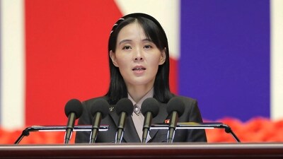 Kim Yo Jong, sister of North Korean leader Kim Jong Un, delivers a speech. (AP) Kim Yo Jong, sister of North Korean leader Kim Jong Un, delivers a speech. (AP)