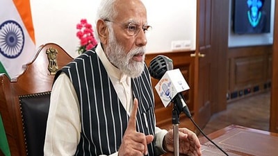 PM Modi recording 100th episode of Mann Ki Baat (ANI) PM Modi recording 100th episode of Mann Ki Baat (ANI)