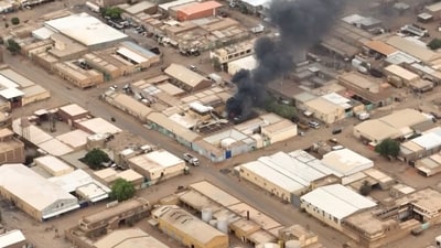 A view shows a fire at the industrial area given as Omdurman, Sudan. (via REUTERS)