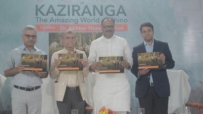 The book, ‘Kaziranga-The Amazing World of Rhinos’, is available in the market for ₹6,999. (HT Photo) The book, ‘Kaziranga-The Amazing World of Rhinos’, is available in the market for ₹6,999. (HT Photo)