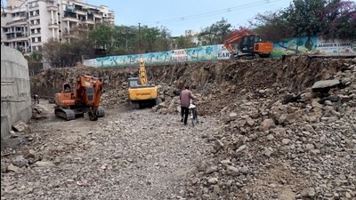 The slope reduction work underway at NIBM. (HT PHOTO) The slope reduction work underway at NIBM. (HT PHOTO)
