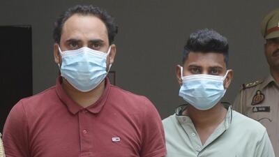The two suspects have been identified as Rajapur resident Asif Mohammad, 29, and Mahindra Enclave resident Saurabh Kumar, 20. (Sakib Ali/HT Photo) The two suspects have been identified as Rajapur resident Asif Mohammad, 29, and Mahindra Enclave resident Saurabh Kumar, 20. (Sakib Ali/HT Photo)