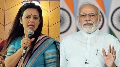 Trinamool Congress MP Mahua Moitra and Prime Minister Narendra Modi.