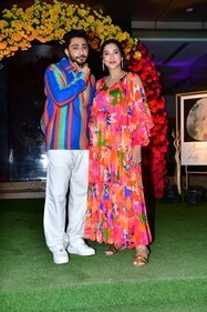 Gauahar and Zaid at the baby shower. Gauahar and Zaid at the baby shower.