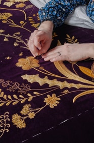 There are a number of plants featured in the robe, all chosen for their personal associations, said the palace. (Royal.UK) There are a number of plants featured in the robe, all chosen for their personal associations, said the palace. (Royal.UK)