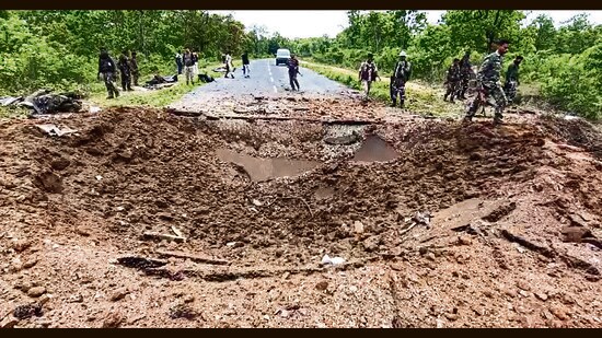 Ten policemen and a civilian were killed on April 26 in Chhattisgarh’s Dantewada district in an Improvised Explosive Device (IED) blast while returning from an intelligence-based anti-Maoist operation (PTI)