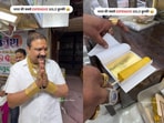 Indore street vendor sells 'Gold kulfi.' Indore street vendor sells 'Gold kulfi.'