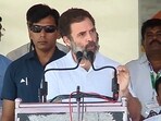 Tumkur: Congress leader Rahul Gandhi addresses a public meeting ahead of the upcoming Karnataka Assembly elections, in Tumkur district, Monday, May 1, 2023. (PTI Photo)