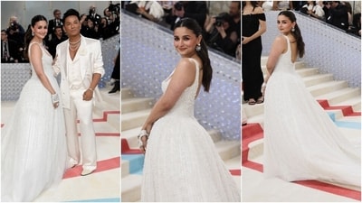 Met Gala 2023: Alia Bhatt debuts with a Chanel bride-inspired Prabal Gurung white gown at Met Gala. (AP, Reuters) Met Gala 2023: Alia Bhatt debuts with a Chanel bride-inspired Prabal Gurung white gown at Met Gala. (AP, Reuters)